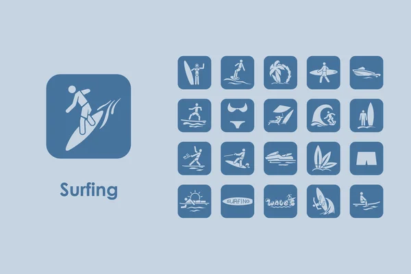 Conjunto de iconos simples de surf — Archivo Imágenes Vectoriales