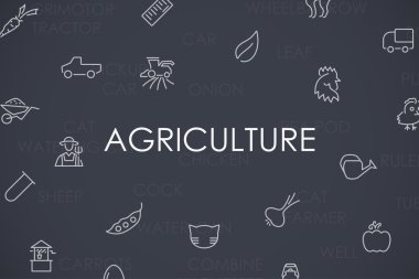 Tarım ince çizgi simgeler