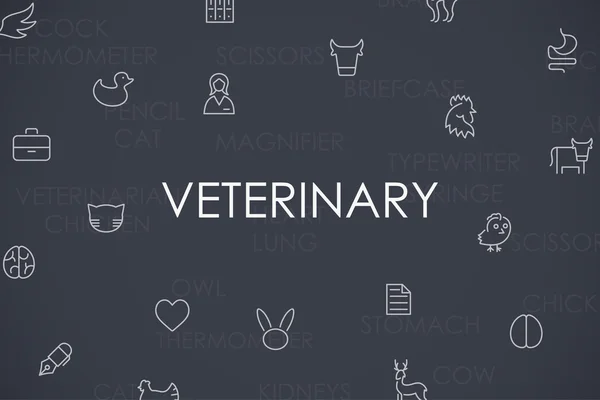 Veterinární tenké linie ikony — Stockový vektor