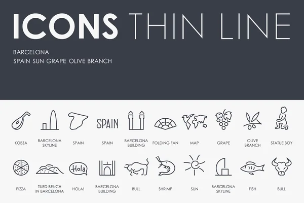 Iconos de Barcelona Thin Line — Vector de stock