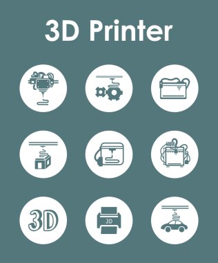 Üç d Yazıcı basit simgeler kümesi