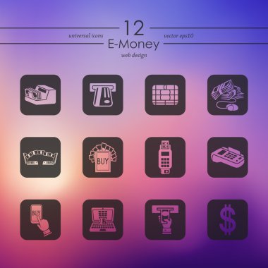 Set of e-money icons clipart