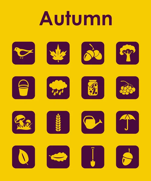Ensemble d'icônes simples d'automne — Image vectorielle