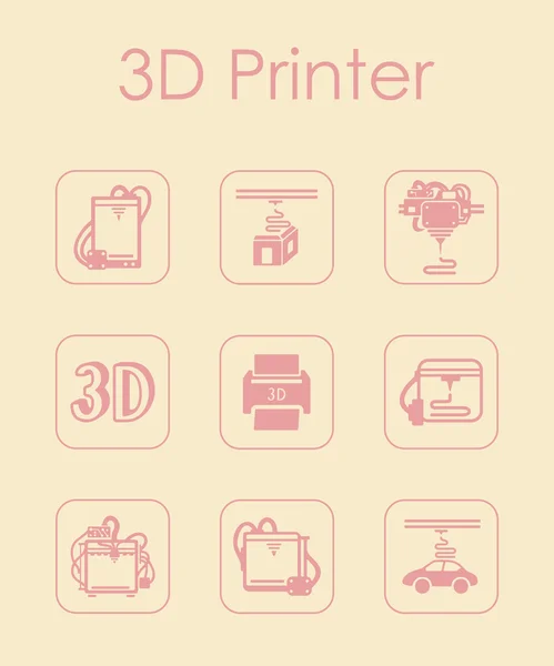 3 d プリンターのシンプルなアイコンのセット — ストックベクタ