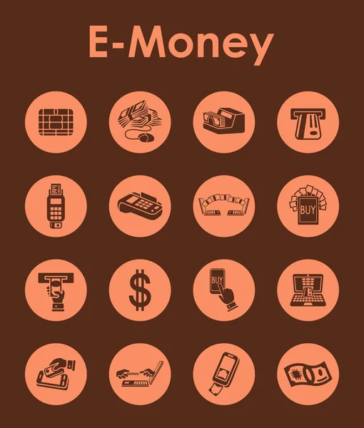 Set of e-money simple icons — Stock Vector