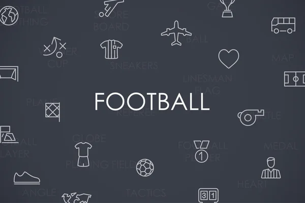 Football Thin Line Icons — Stock Vector