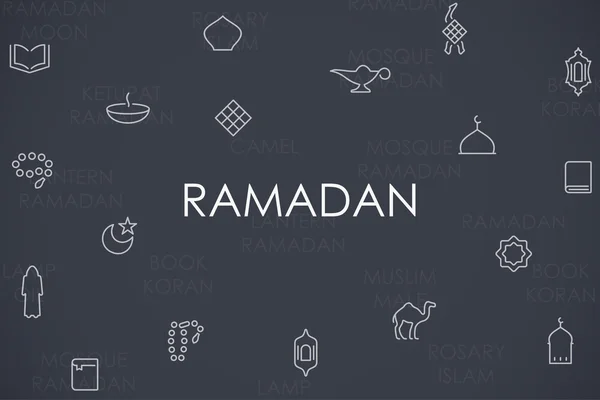 Ramadan tunn linje ikoner — Stock vektor