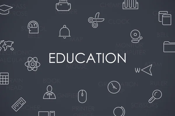 Education Thin Line Icons — Stock Vector