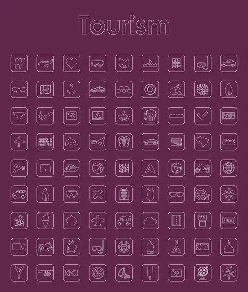 Conjunto de iconos simples de turismo — Vector de stock