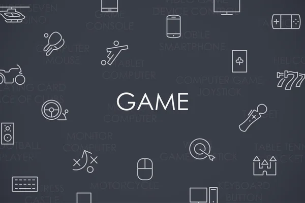 Gaming vékony vonal ikonok — Stock Vector