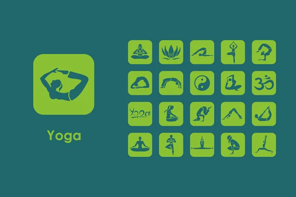 Conjunto de simples iconos de yoga — Vector de stock