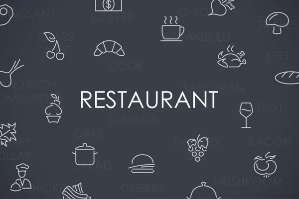 Restaurante Thin Line Iconos — Vector de stock