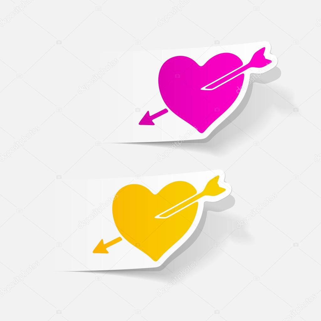 Adesivi colorati del cuore trafitto con una freccia per il giorno di San Valentino illustrazione realistica di vettore — Vettoriali di Palau83