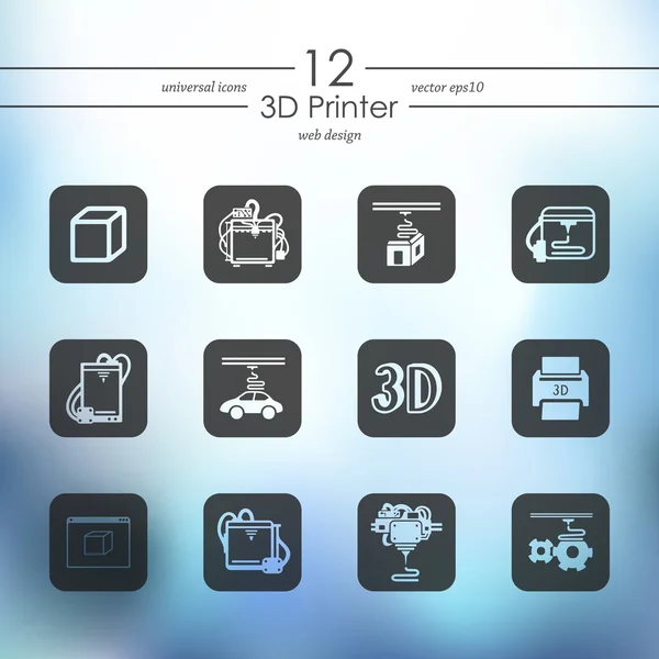 Av enkla 3d utskrift ikoner — Stock vektor