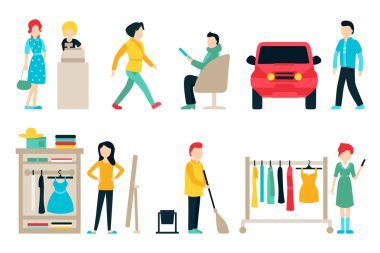 alışveriş ve düz Icons set nakliye