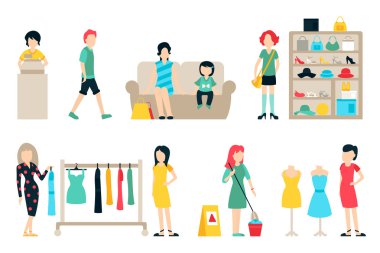 alışveriş ve düz Icons set nakliye