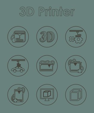 Üç d Yazıcı simgeler kümesi