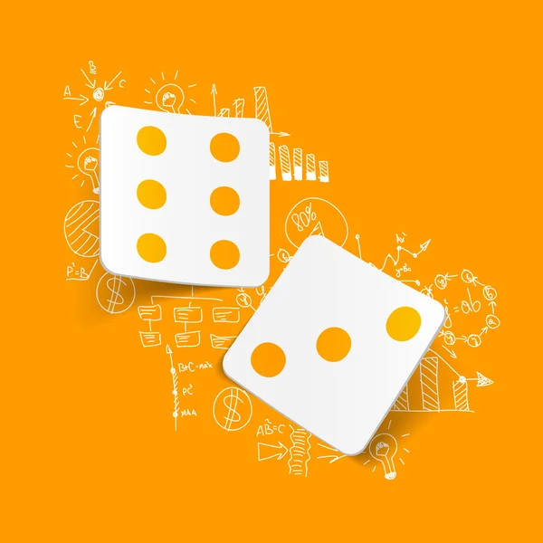 Dice icons on formulas background — Stock Vector