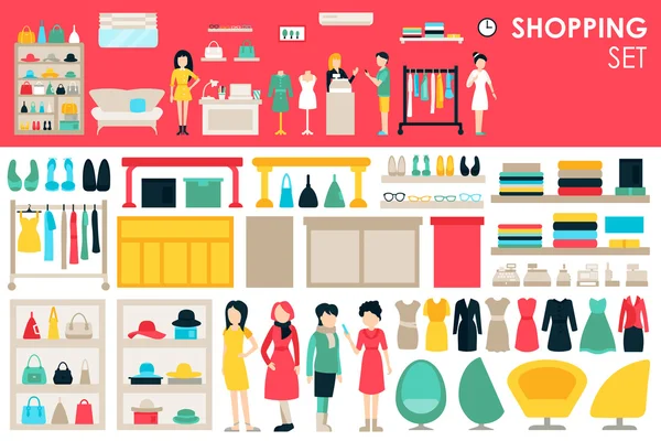 Shopping Big Collection en design plat — Image vectorielle