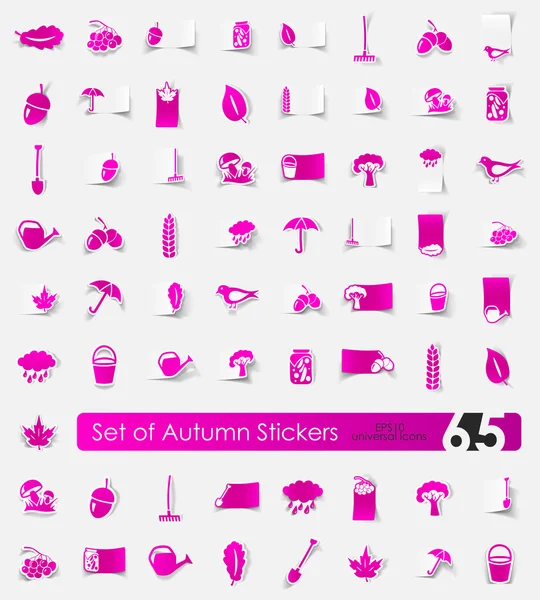 Jeu de stickers automne — Image vectorielle