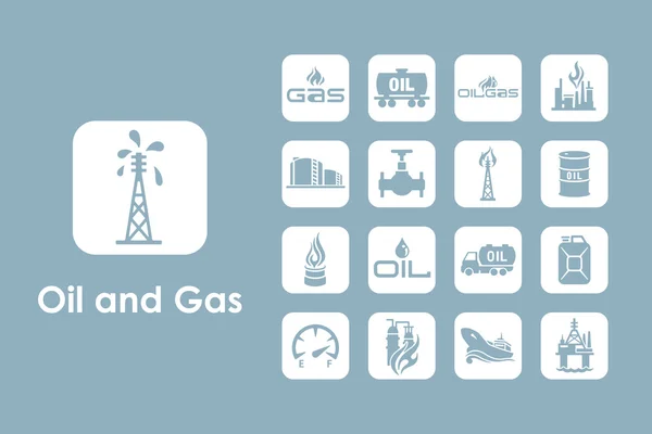 Conjunto de iconos simples de petróleo y gas — Vector de stock