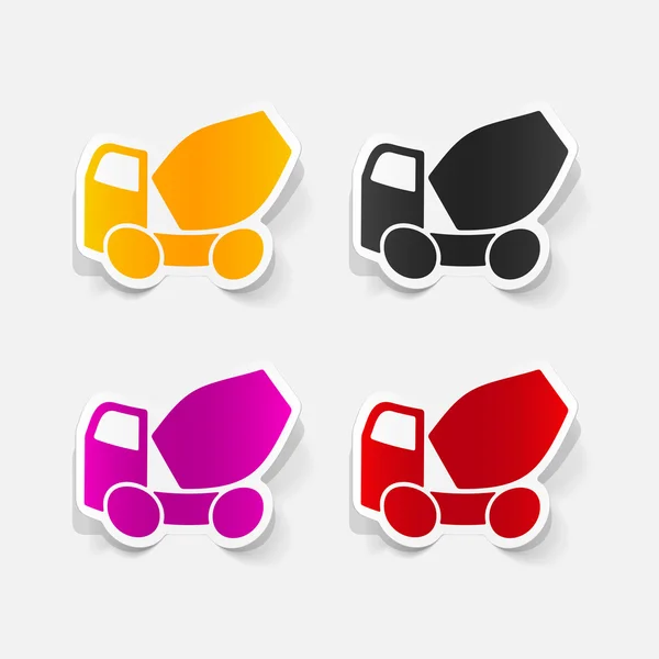 Cement Mixer realistic stickers — Stock Vector