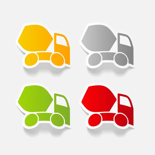 Cement Mixer realistic stickers — Stock Vector