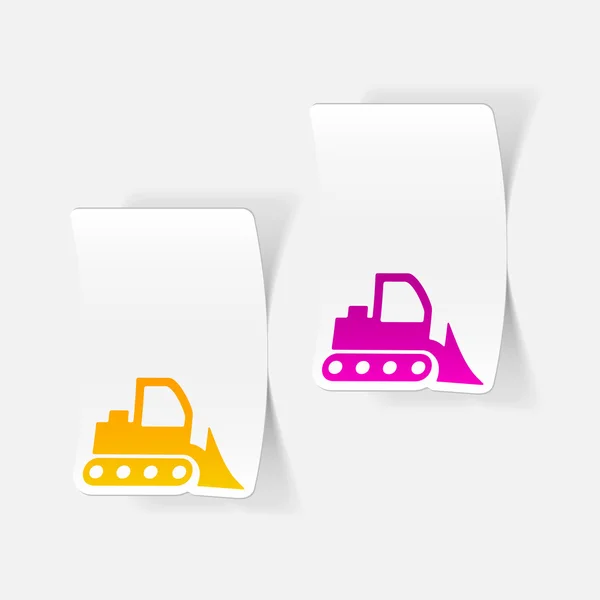 Bulldozer realistic stickers — Stock Vector