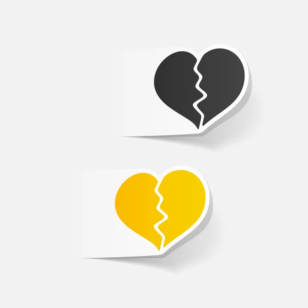 Broken heart realistic stickers — Stock Vector