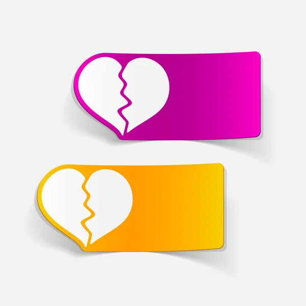 Gebroken hart realistische stickers — Stockvector