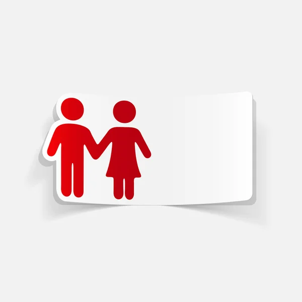 Couple in love realistic sticker — Stock Vector