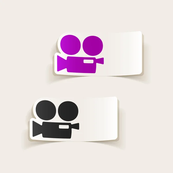 Movie camera realistic stickers — Stock Vector