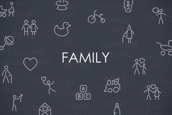 Family Thin Line Icoane — Vector de stoc