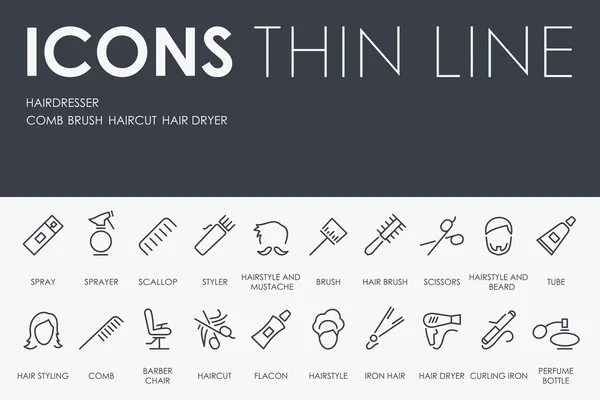 Hairdresser Thin Line Icons — Stock Vector