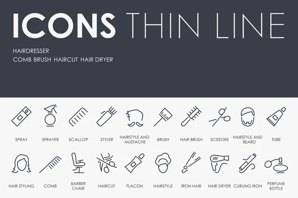 ช่างทําผม ไอคอนเส้นบาง — ภาพเวกเตอร์สต็อก