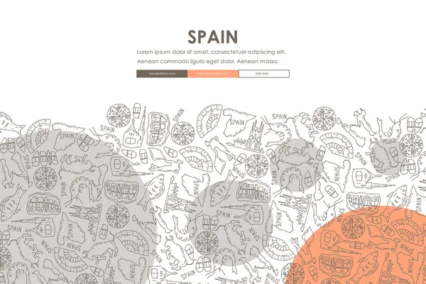 Spanien doodle website template design — Stockvektor