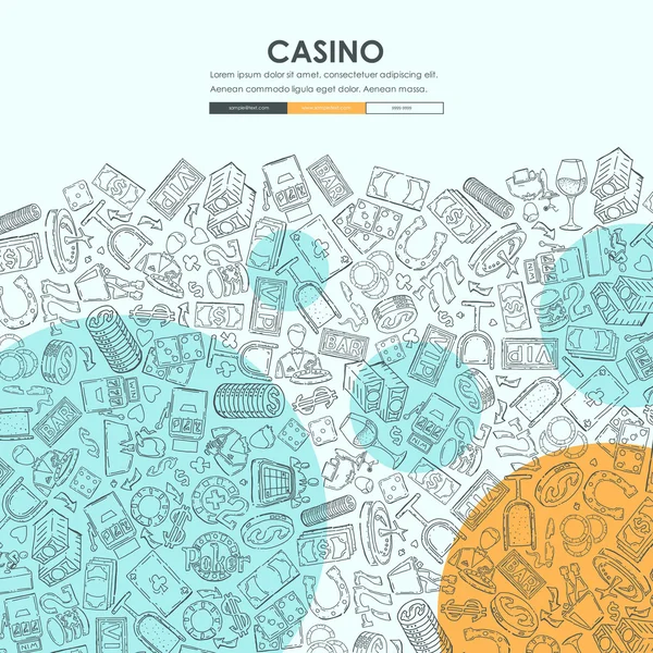 การออกแบบต้นแบบเว็บไซต์ Doodle คาสิโน — ภาพเวกเตอร์สต็อก