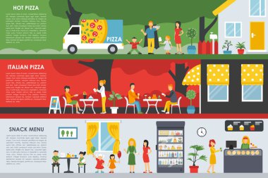 Pizza ve Snack menü web kavramı