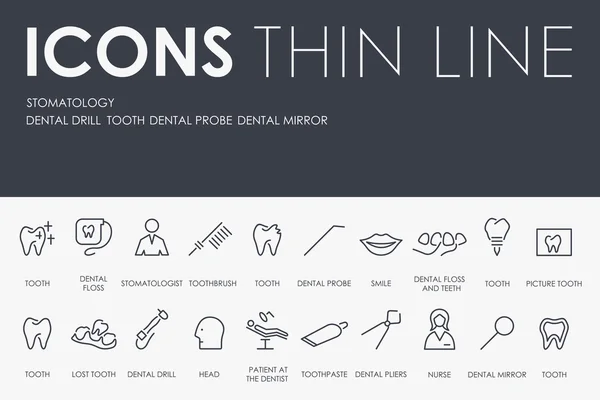 Estomatología Iconos de línea delgada — Vector de stock