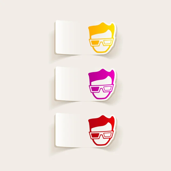 3d gafas pegatinas realistas — Vector de stock