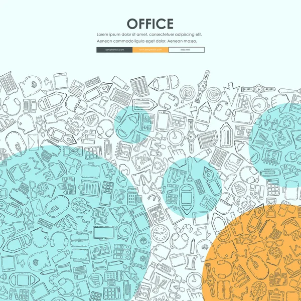 Office Doodle Web sitesi şablon tasarımı — Stok Vektör