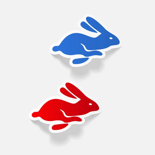 Pegatinas realistas de conejo de Pascua — Vector de stock