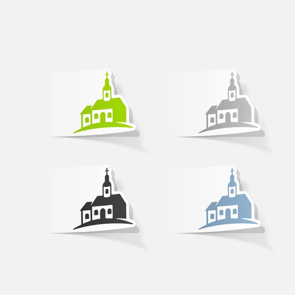 Church realistic stickers — Stock Vector