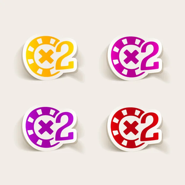 Casino chips realistic stickers — Stock Vector