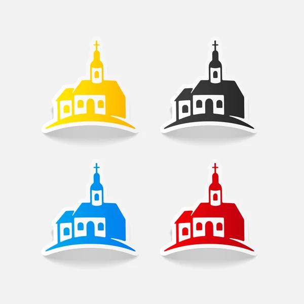 Church realistic stickers — Stock Vector