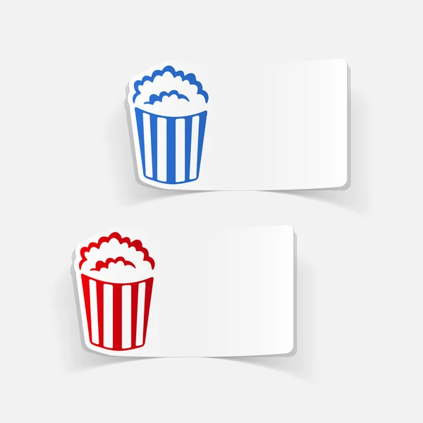 Popcorn realistiska klistermärken — Stock vektor