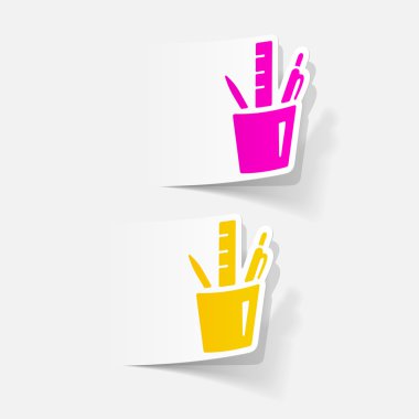 Kırtasiye araçları gerçekçi çıkartmalar