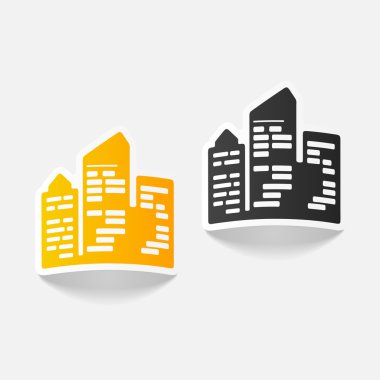 Şehir gökdelenler gerçekçi çıkartmaları