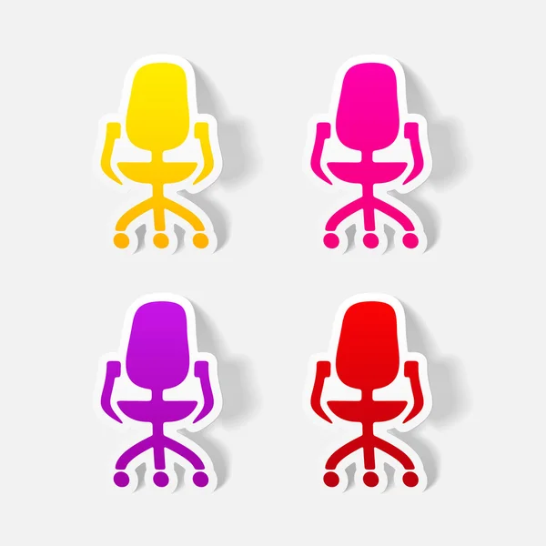 Office chair realistic stickers — Stock Vector