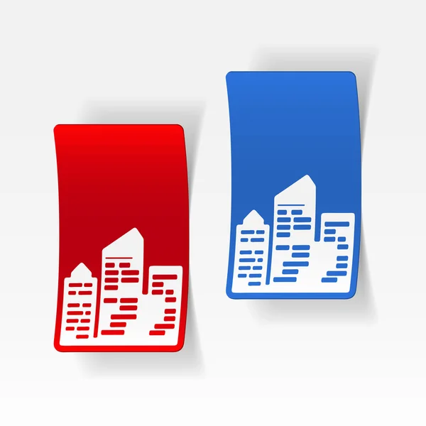 City skyscrapers realistic stickers — Stock Vector